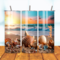 All sides of tumbler showing seashells on beach with ocean waves